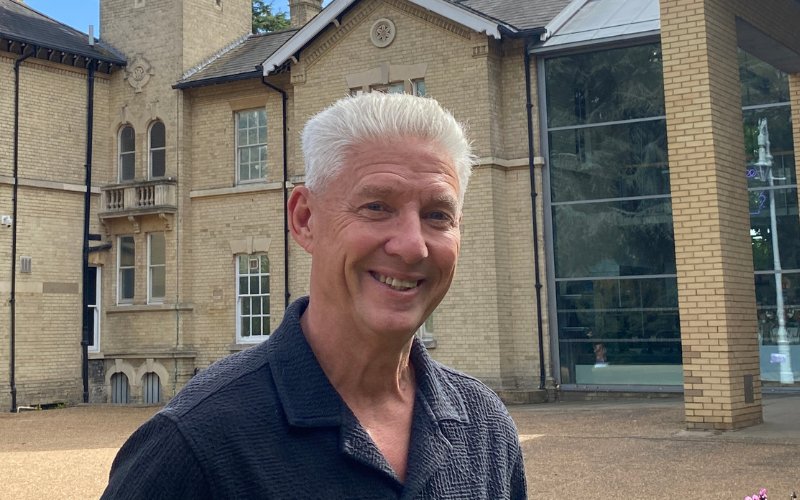 Author Kes Gray standing outside the Museum of Chelmsford.