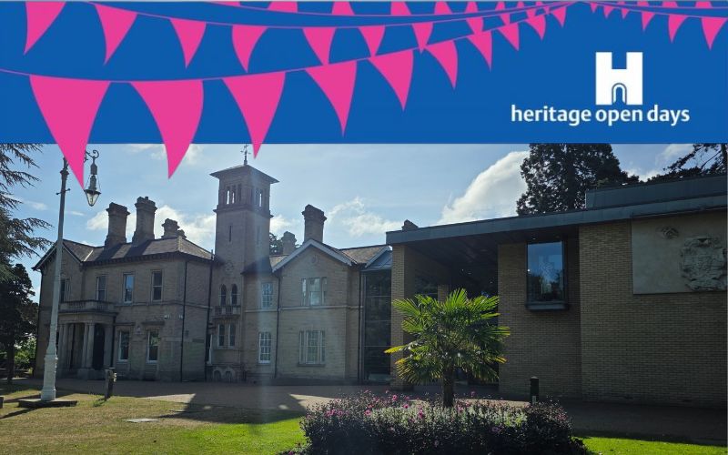 The museum exterior with the Heritage Open Days logo.
