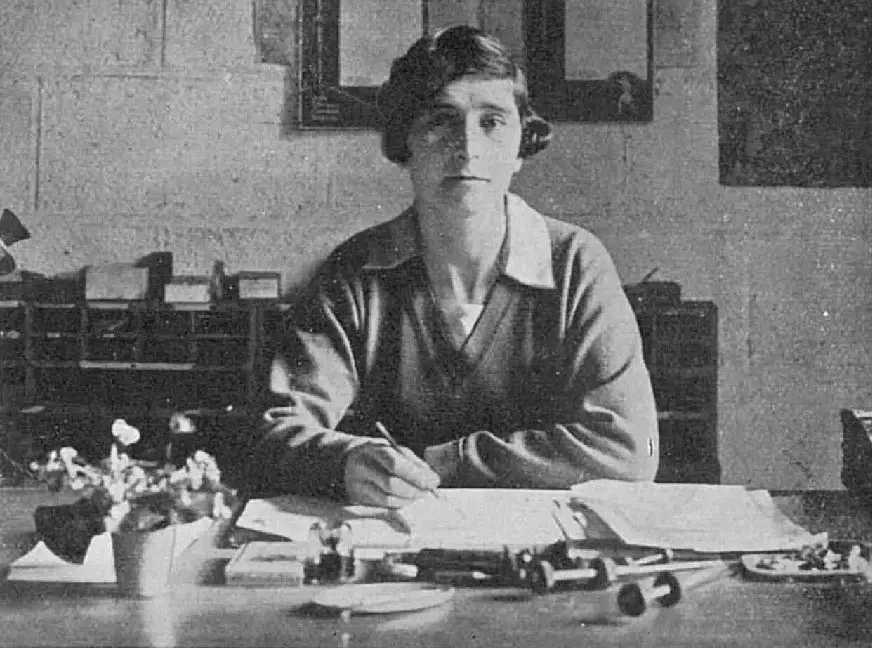 Black and white photo of the top half of Annette Ashberry