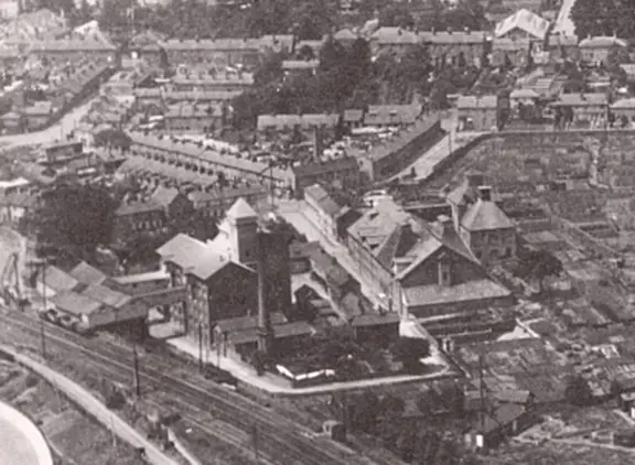 Aerial photo from 1920 showing Ridley’s Flour Mill and Maltings