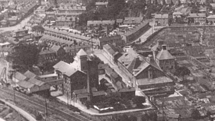 Aerial photo from 1920 showing Ridley’s Flour Mill and Maltings