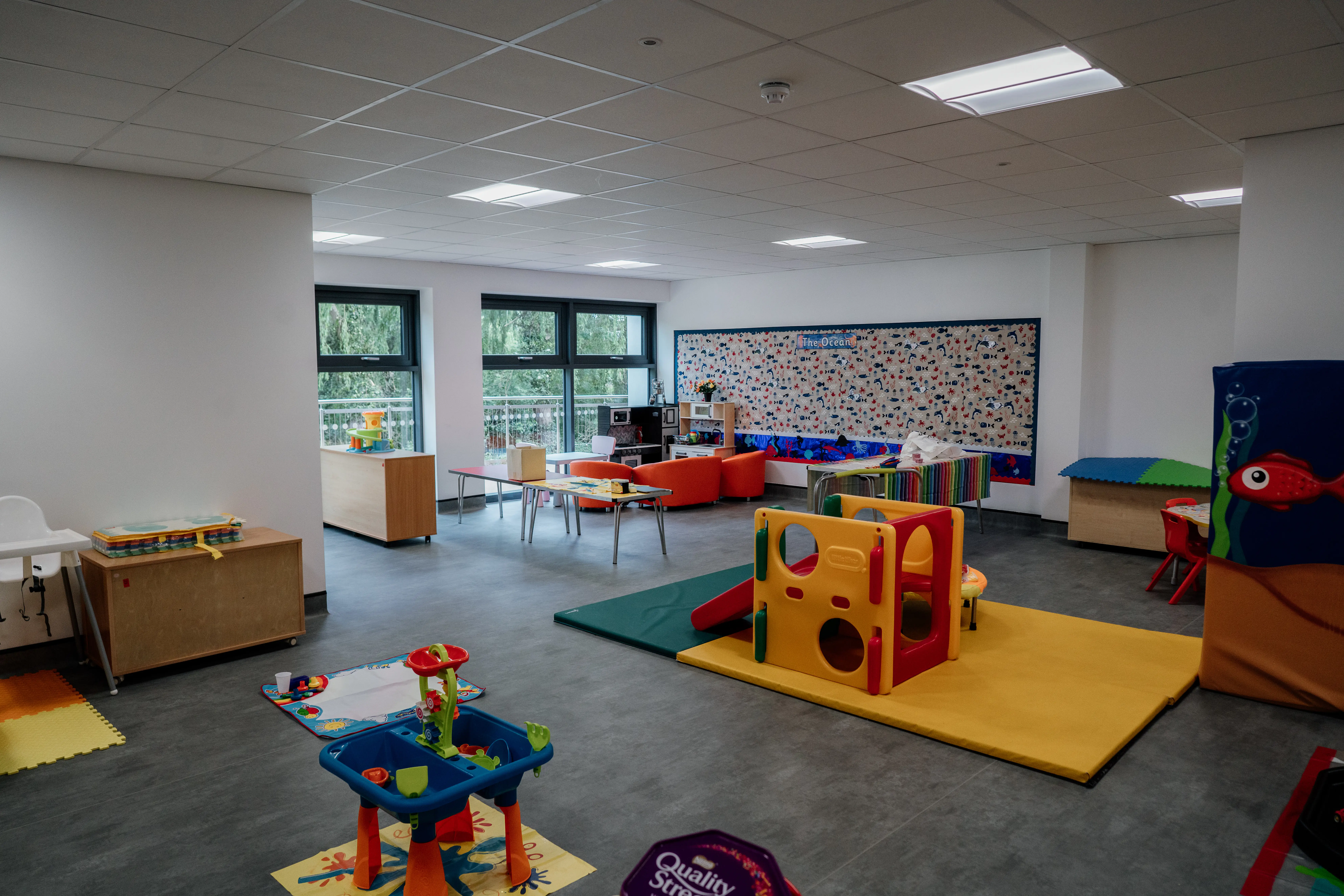 Creche set up with toys and other fun activities for kids