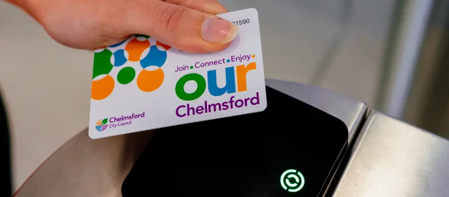 Person tapping ourChelmsford card on barrier