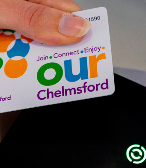 Person tapping ourChelmsford card on barrier