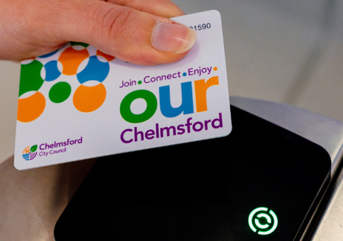 Person tapping ourChelmsford card on barrier